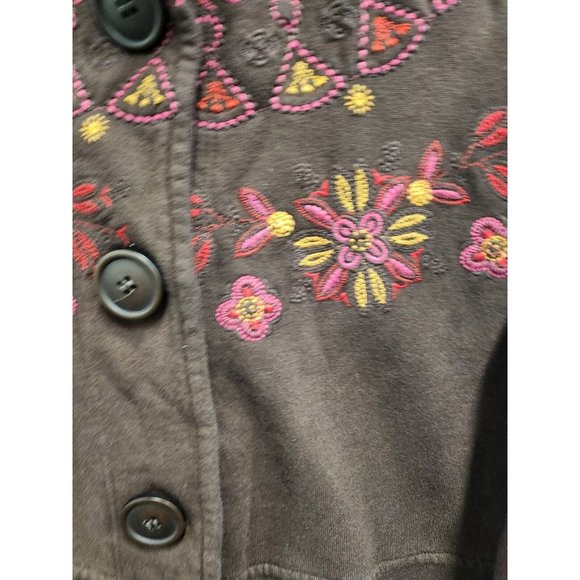 Johnny Was Womens BOHO Embroidered Jacket Size Medium Brown Cotton Button Front - Picture 3 of 9